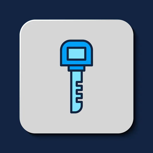 Γεμάτο Περίγραμμα Εικονίδιο Κλειδιού Απομονωμένο Μπλε Φόντο Διάνυσμα — Διανυσματικό Αρχείο