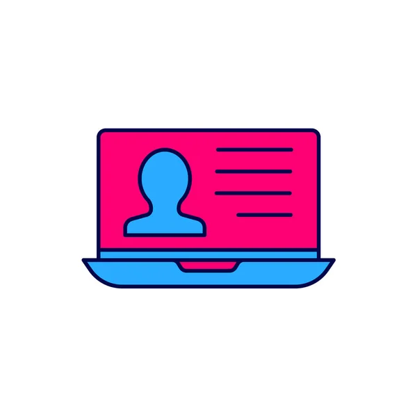 Filled Outline Laptop Resume Icon Isolated White Background Application Searching — 图库矢量图片