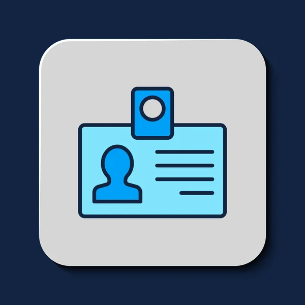 Filled Outline Identification Badge Icon Isolated Blue Background Can Used — Image vectorielle