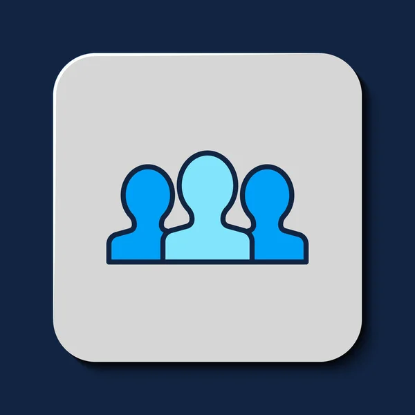 Aperçu Rempli Icône Groupe Utilisateurs Isolée Sur Fond Bleu Icône — Image vectorielle