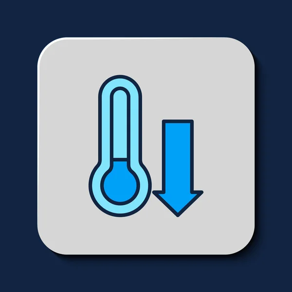 Filled Outline Meteorology Thermometer Measuring Icon Isolated Blue Background Thermometer — 스톡 벡터