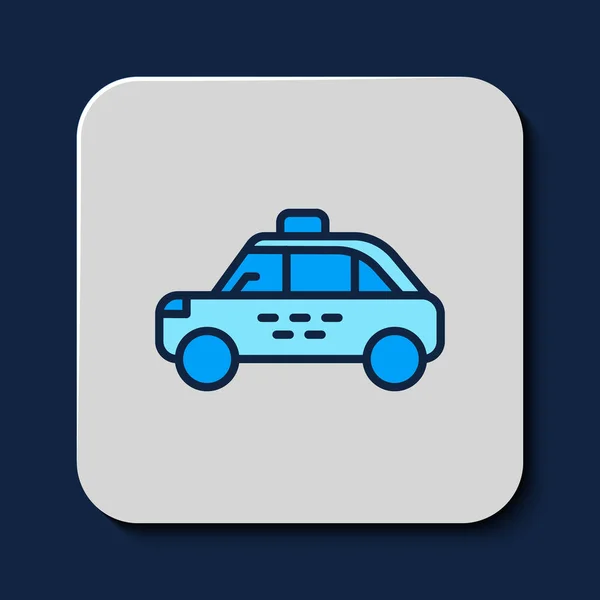 填充轮廓出租车图标隔离蓝色背景 — 图库矢量图片