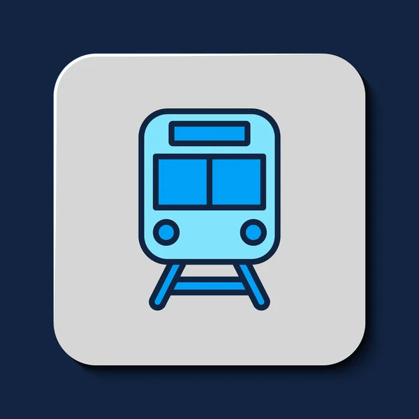 Filled Outline Train Railway Icon Isolated Blue Background Public Transportation — Stok Vektör