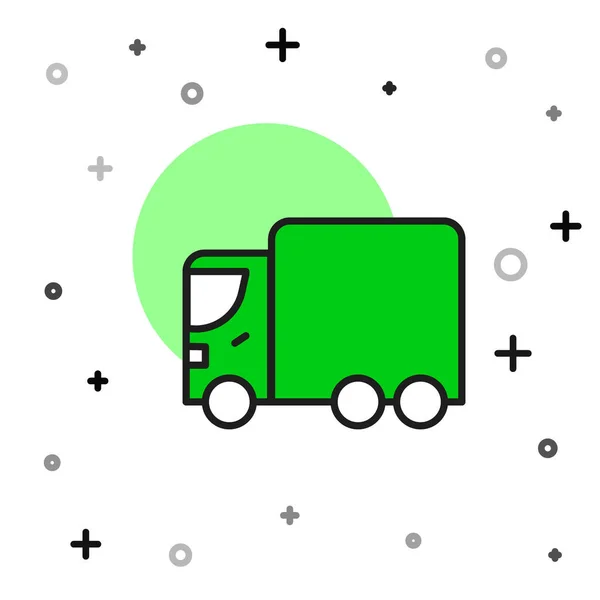 Заповнена Контурна Піктограма Вантажного Автомобіля Delivery Ізольована Білому Тлі Векторні — стоковий вектор