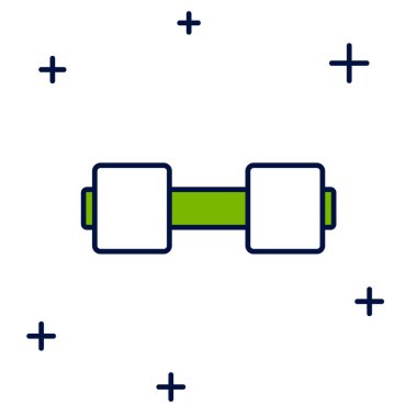 Doldurulmuş Dumbbell simgesi beyaz arkaplanda izole edildi. Kas kaldırma ikonu, fitness halteri, spor aletleri, egzersiz yaban domuzu. Vektör