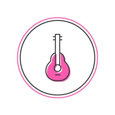 Beyaz arka planda izole edilmiş Meksika gitar ikonu. Akustik gitar. Telli müzik aleti. Vektör