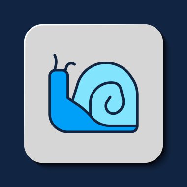 Filled outline Snail icon isolated on blue background.  Vector