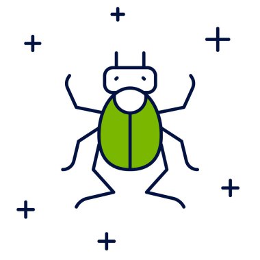 Doldurulmuş ana hatlı böcek simgesi beyaz arkaplanda izole edildi. Vektör