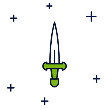 Hançer simgesi beyaz arkaplanda izole edildi. Bıçak ikonu. Keskin bıçaklı kılıç. Vektör