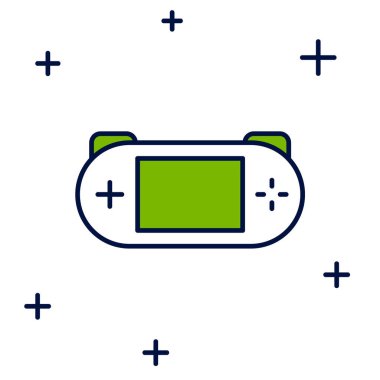Filled outline Portable video game console icon isolated on white background. Gamepad sign. Gaming concept.  Vector