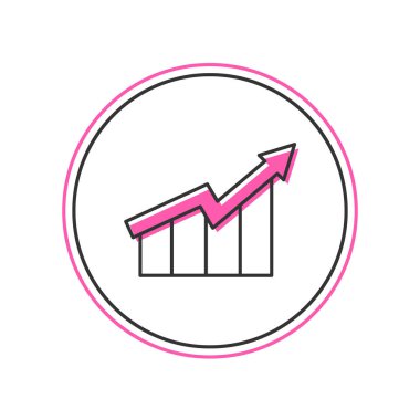 Doldurulmuş finansal büyüme ikonu beyaz arka planda izole edildi. Gelirleri arttırıyorum. Vektör