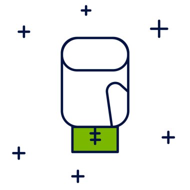 Doldurulmuş boks eldiveni simgesi beyaz arkaplanda izole edildi. Vektör