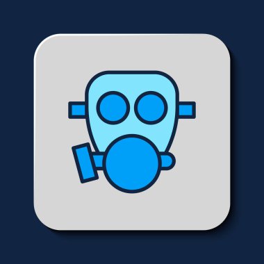 Filled outline Gas mask icon isolated on blue background. Respirator sign.  Vector