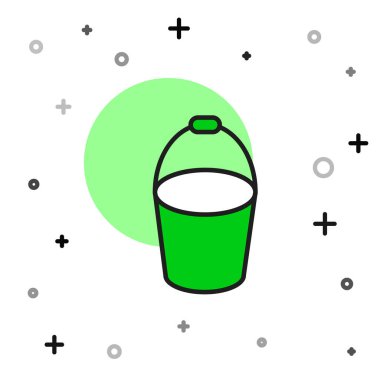 Beyaz arkaplanda izole edilmiş Ateş Kovası simgesi. Metal kova boş ya da ateşle savaşmak için su var. Vektör