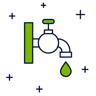 Doldurulmuş su musluğu simgesi beyaz arkaplanda izole edildi. Vektör