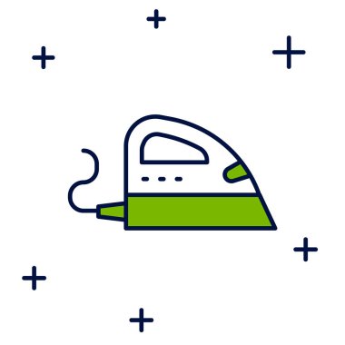 Beyaz zemin üzerinde izole edilmiş elektrik direği simgesi. Buhar ütüsü. Vektör