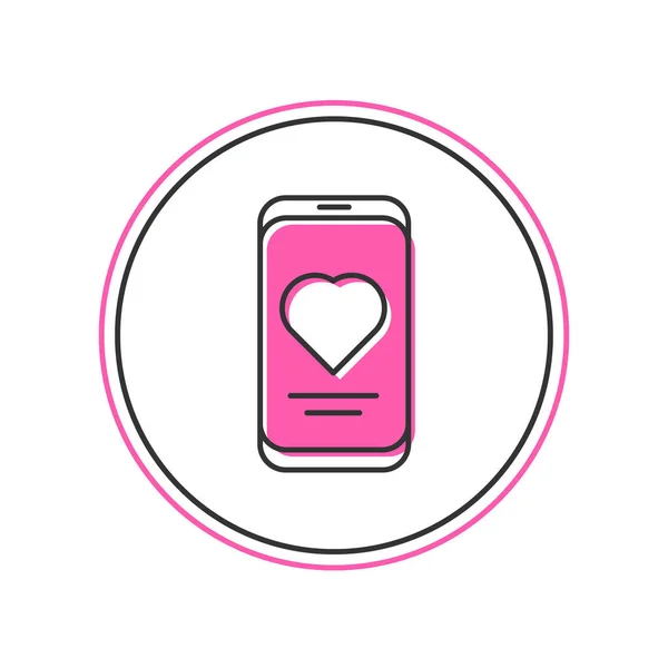 Filled Outline Smartphone Heart Rate Monitor Function Icon Isolated White — Vettoriale Stock