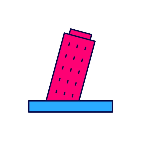 Riempito Contorno Torre Pendente Pisa Icona Isolata Sfondo Bianco Simbolo — Vettoriale Stock