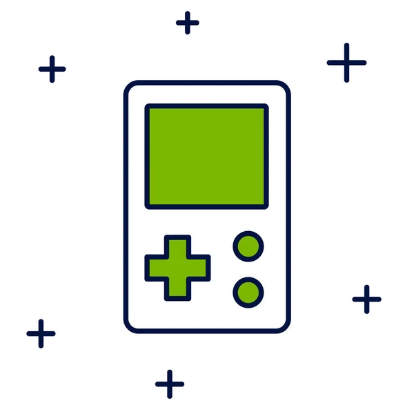 Esquema Rellenado Icono Juego Electrónico Portátil Tetris Aislado Sobre Fondo — Vector de stock