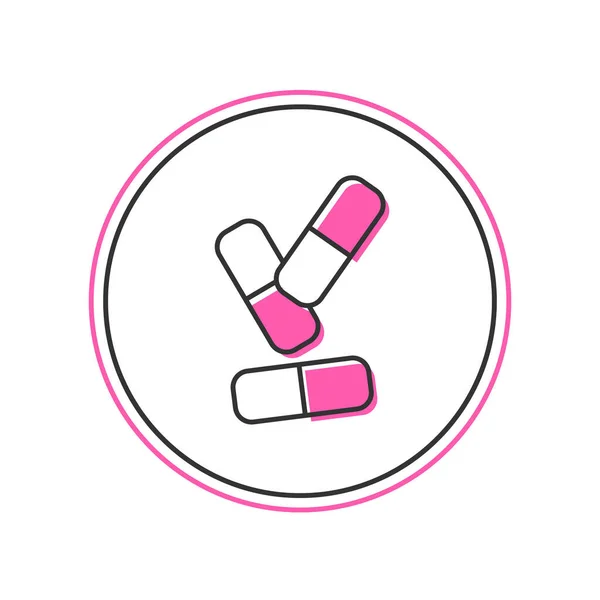 Filled Outline Vitamin Complex Pill Capsule Icon Isolated White Background —  Vetores de Stock