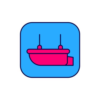 Filled outline Lifeboat icon isolated on white background.  Vector