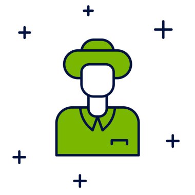 Doldurulmuş ana hatlı turist simgesi beyaz arkaplanda izole edildi. Seyahat, tatil, turizm. Vektör