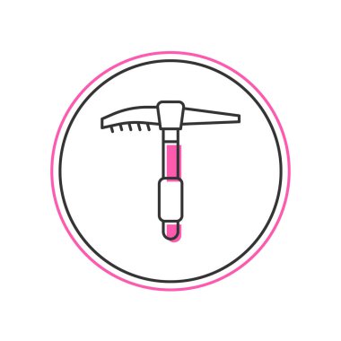 Doldurulmuş buz baltası simgesi beyaz arkaplanda izole edildi. Tırmanma ekipmanları. Vektör