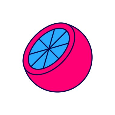 Doldurulmuş turuncu meyve simgesi beyaz arkaplanda izole edilmiş. Vektör