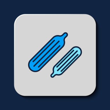 Filled outline Fresh cucumber icon isolated on blue background.  Vector