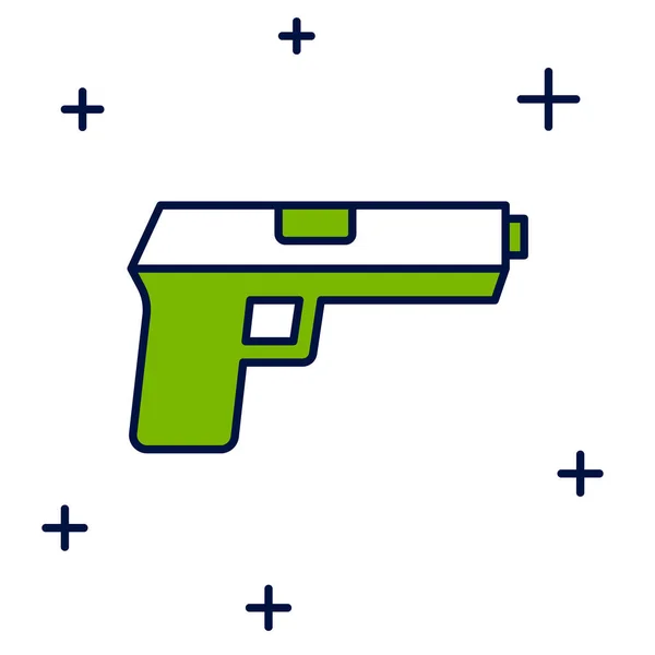 Filled Outline Pistol Gun Icon Isolated White Background Police Military — Stock vektor