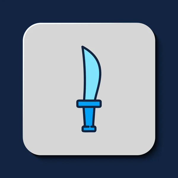 Gefüllte Umrisse Piratenschwertsymbol Isoliert Auf Blauem Hintergrund Säbelzeichen Vektor — Stockvektor