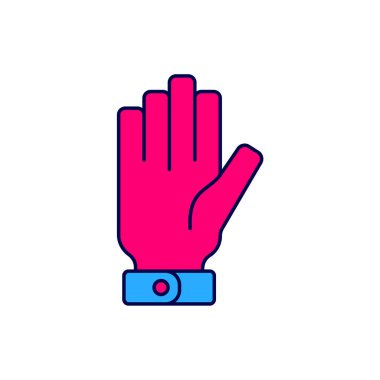 Beyaz arka planda izole edilmiş İtfaiyeci Eldivenleri ikonu. Eldiven ikonunu koru. Vektör