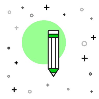 Doldurulmuş kalem simgesi beyaz arkaplanda izole edildi. Çizim ve eğitim araçları. Okul sembolü. Vektör