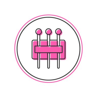 Dikiş ikonu için doldurulmuş iğne beyaz arkaplanda izole edilmiş. Terzi sembolü. Tekstil el sanatları tabelasını diker. Nakış aletleri. Vektör