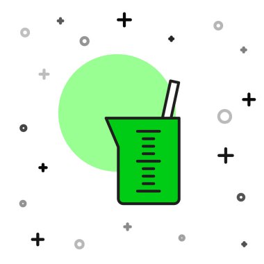 Filled outline Laboratory glassware or beaker icon isolated on white background.  Vector