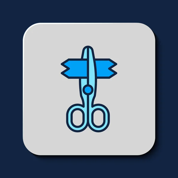 Gefüllte Umrisse Scissors Symbol Isoliert Auf Blauem Hintergrund Maßanfertigung Schneidwerkzeugschild — Stockvektor
