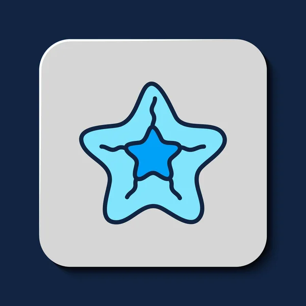 Filled Outline Starfish Icon Isolated Blue Background Vector — ストックベクタ