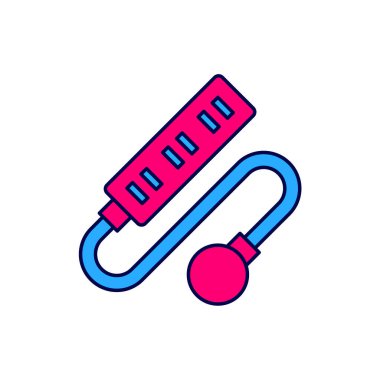 Doldurulmuş elektrik uzatma kablosu simgesi beyaz arkaplanda izole edildi. Priz prizi. Vektör