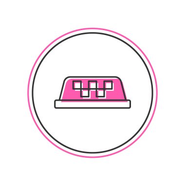 Beyaz arkaplanda izole edilmiş ana hatlı taksi çatı simgesi. Vektör