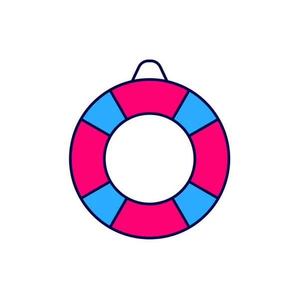 Kitöltött Vázlat Lifebuoy Ikon Elszigetelt Fehér Háttér Mentőöv Szimbólum Vektor — Stock Vector