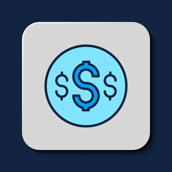 Gefüllte Umrisse Dollar Symbol Symbol Isoliert Auf Blauem Hintergrund Bargeld — Stockvektor