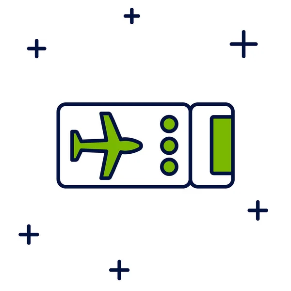 Заповнений Контур Значка Квитка Авіакомпанії Ізольовано Білому Тлі Квиток Літак — стоковий вектор