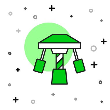 Beyaz arkaplanda izole edilmiş ana hatlı atlıkarınca simgesi. Eğlence parkı. Çocuklar için eğlence parkı, eğlence parkı. Vektör