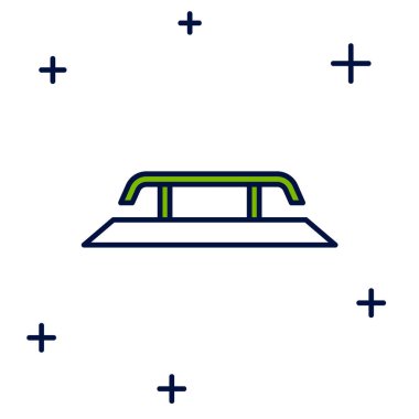 Beyaz arka planda izole edilmiş demiryolu ikonu olan kaykay merdivenleri. Vektör