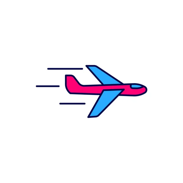 Filled Outline Plane Icon Isolated White Background Flying Airplane Icon — Stock vektor