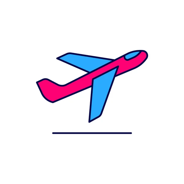 Filled Outline Plane Takeoff Icon Isolated White Background Airplane Transport - Stok Vektor