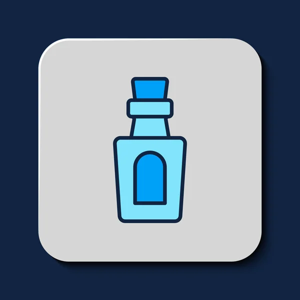Filled Outline Bottle Potion Icon Isolated Blue Background Flask Magic — Vettoriale Stock