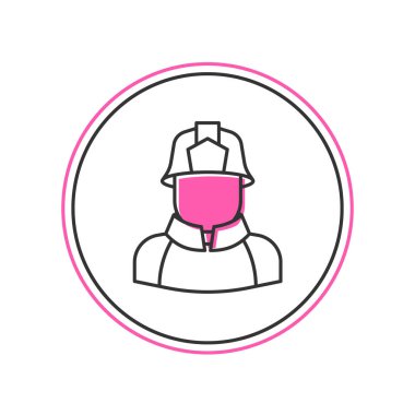 Beyaz arka planda izole edilmiş ana hatlı itfaiyeci simgesi. Vektör