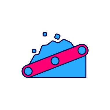 Filled outline Conveyor belt carrying coal icon isolated on white background.  Vector