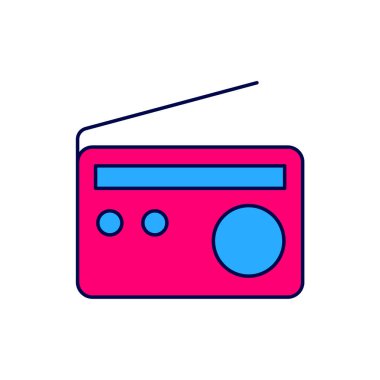 Beyaz arkaplanda izole edilmiş anten simgesi ile ana hatlı radyo. Vektör